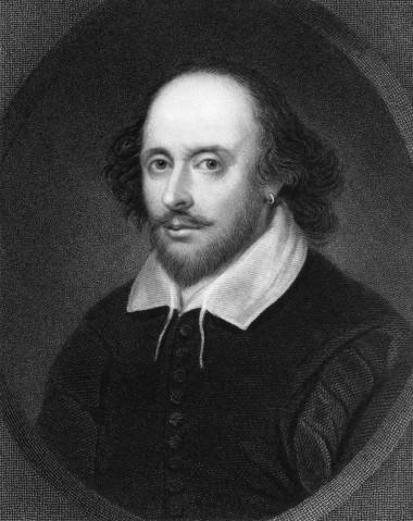 Vintage-Porträt von William Shakespeare mit Ohrring in der Renaissance - Vintage-Porträt von William Shakespeare mit Ohrring in der Renaissance