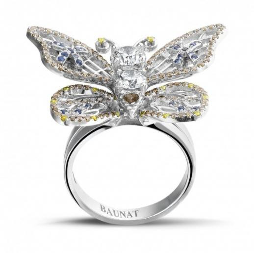 Butterfly-shaped jewellery with brown and orange diamonds from BAUNAT