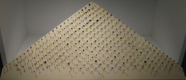 the famous pyramid of hope curated in London, showcasing an impressive diamond collection in pyramid formation