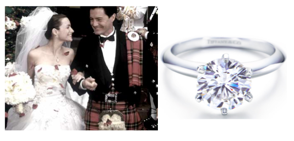 the traditional 2.17 carat solitaire brilliant shared between Charlotte and Trey in the third season of Sex and the City 