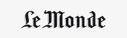 白地に黒いゴシック体で「Le Monde」と書かれたロゴ画像。シンプルなモノクロの新聞風タイポグラフィ。