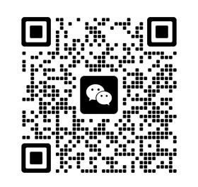 黒い四角ドットで構成されたWeChat用QRコード、中央に吹き出しアイコンがある白黒の案内画像