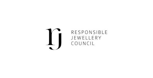 Black Responsible Jewellery Council logo with stylized lowercase rj on a white background