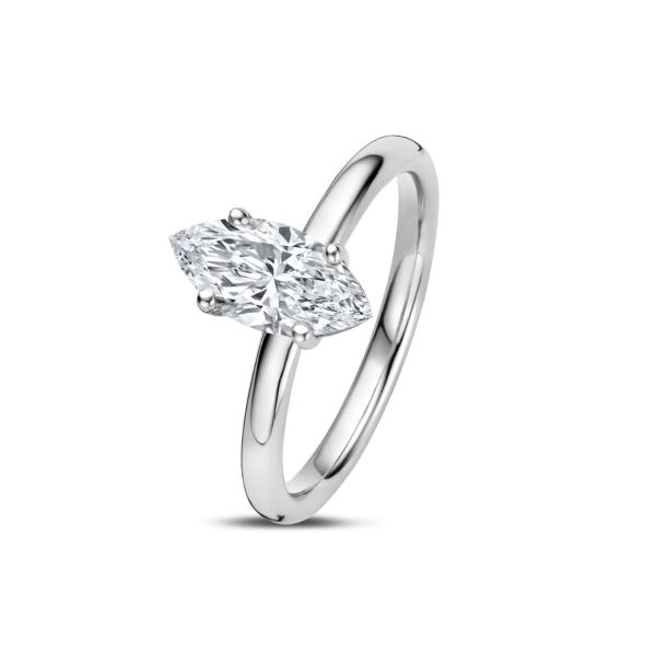 1.00Ct solitaire ring in wit goud met marquise diamant