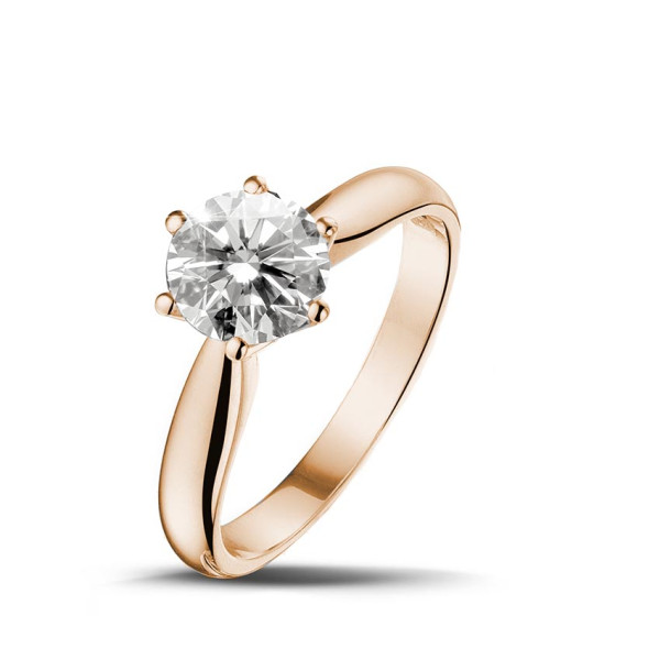 1.50 karaat diamanten solitaire ring in rood goud