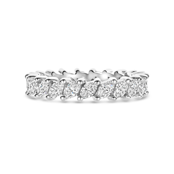 1.75 karaat volledig bezette eternity ring met marquise geslepen diamanten in wit goud
