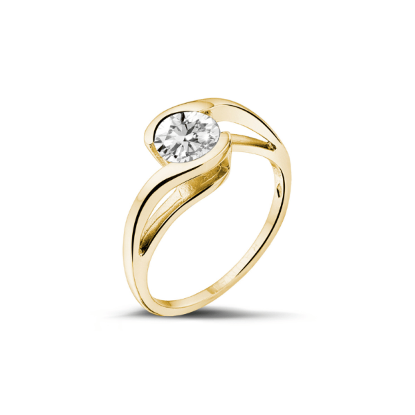 1.00 karaat diamanten solitaire ring in geel goud
