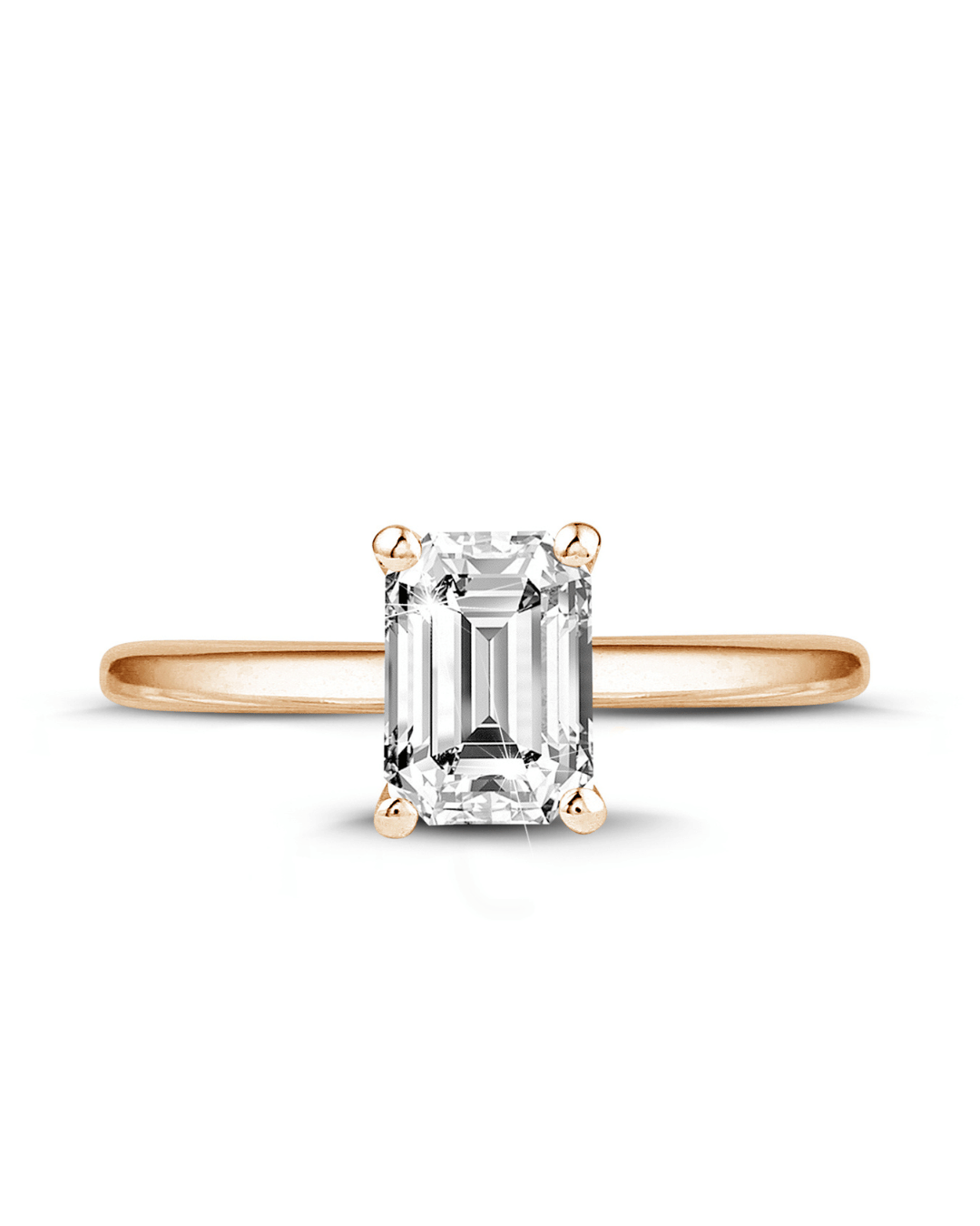 1.00 carat solitaire ring with an emerald cut diamond in red gold