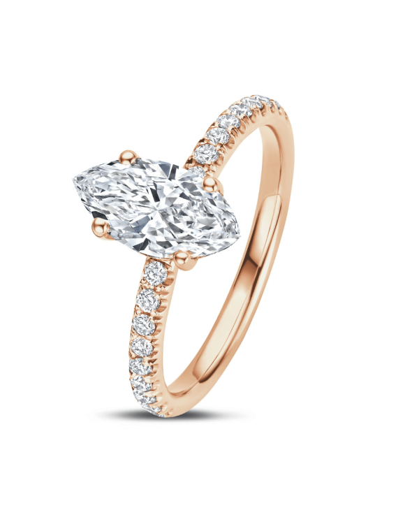 0.70Ct solitaire ring in rood goud met marquise diamant