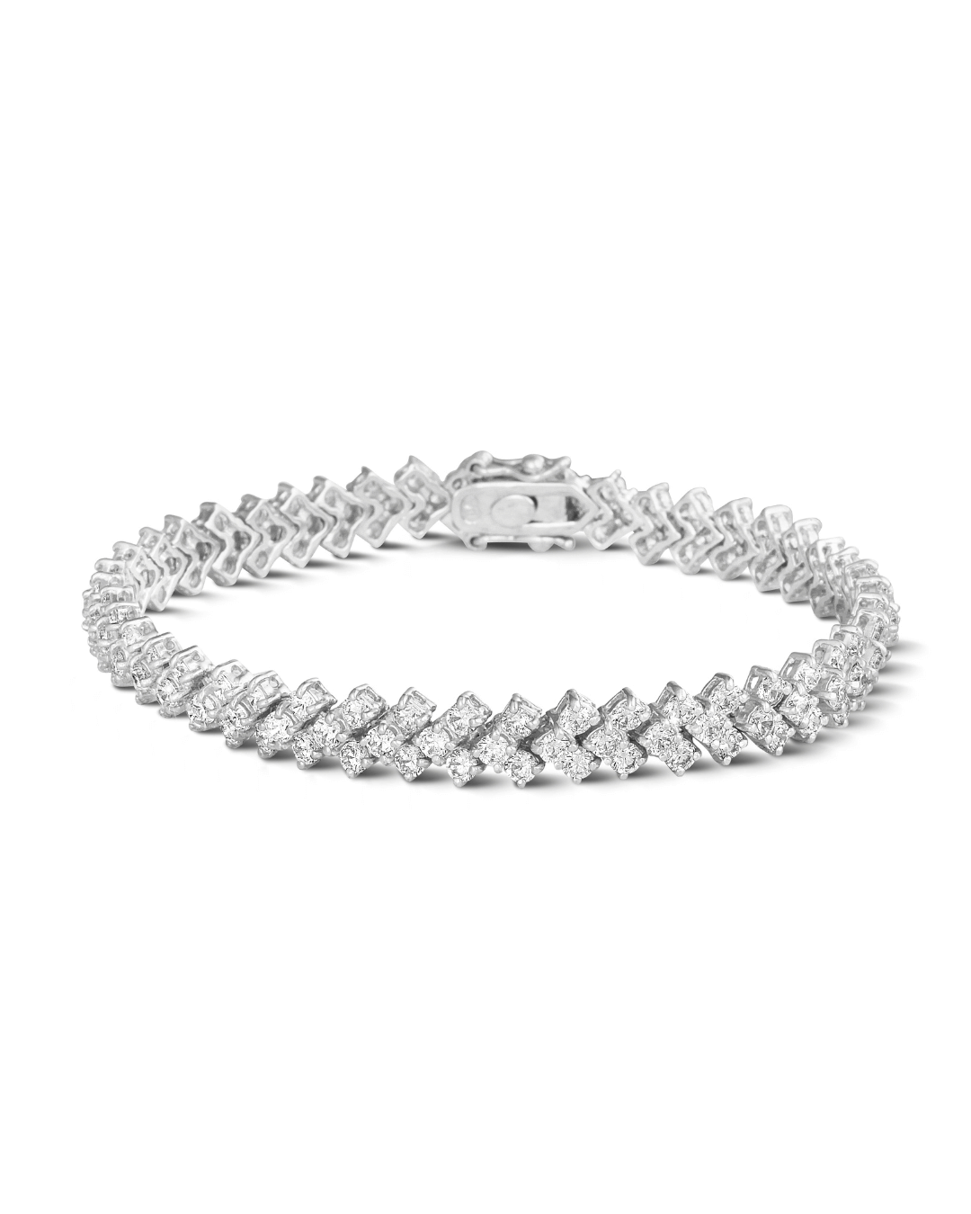9.50 karaat diamanten armband in wit goud met visgraat design