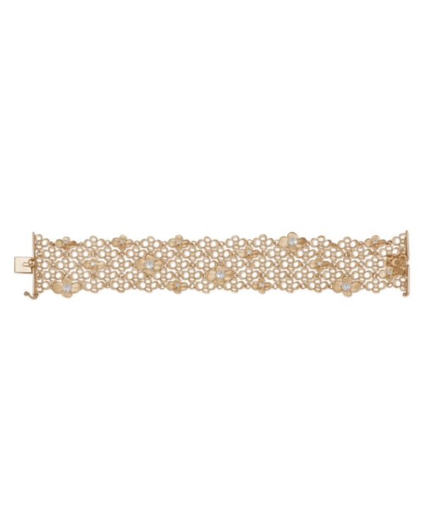 Exclusieve BAUNAT stock verkoop (geen 30 dagen retour) - 0.80 karaat diamanten design bloemenarmband in rood goud (Beschikbaar in maat 17,5)