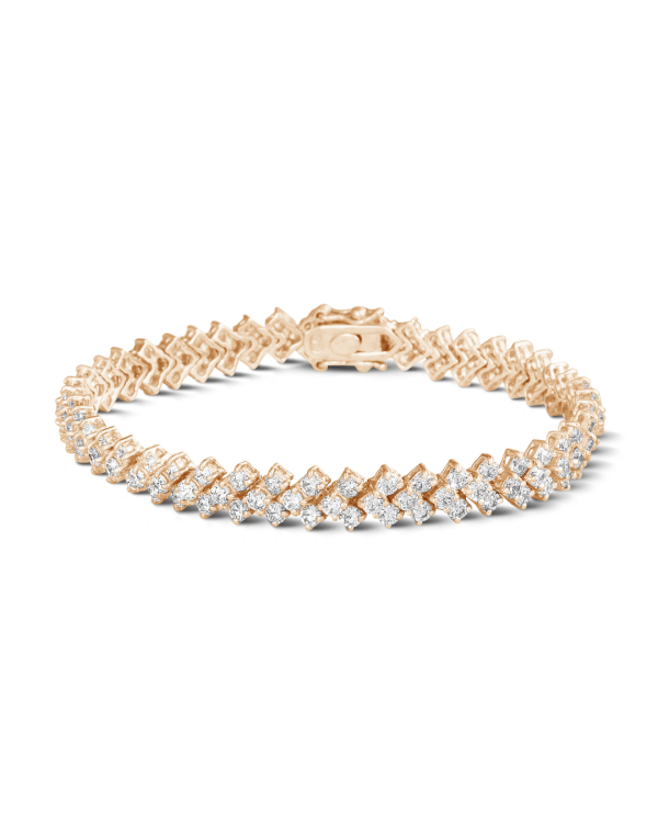 9.50 karaat diamanten armband in rood goud met visgraat design