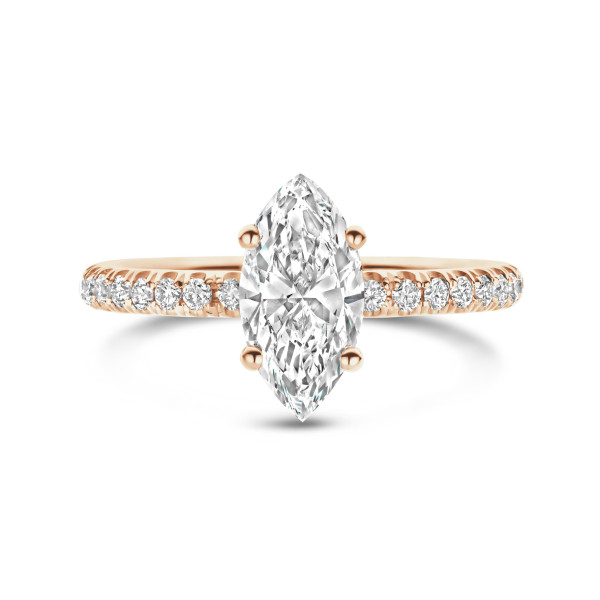 1.00Ct solitaire ring in rood goud met marquise diamant