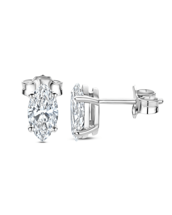 2.00 karaat solitaire oorbellen in wit goud met marquise diamanten