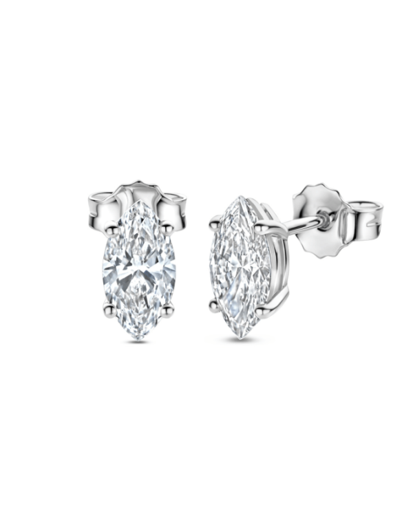 2.00 karaat solitaire oorbellen in wit goud met marquise diamanten
