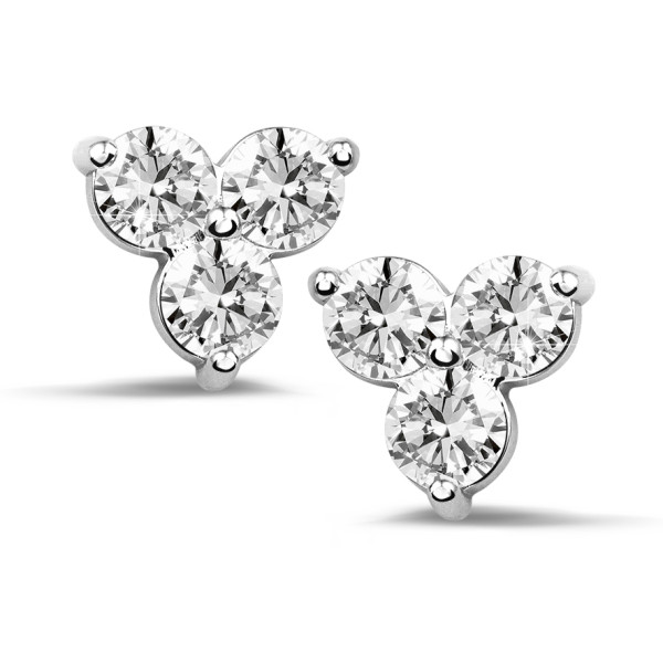 1.20 karaat diamanten trilogie oorbellen in wit goud