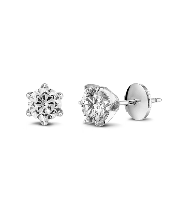 solitaire oorbellen in wit goud met ronde diamanten van elk 1.00 Ct
