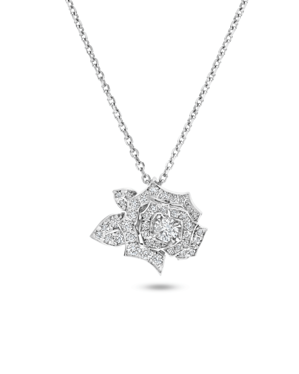 0.50 karaat diamanten roosvormige hanger in witgoud