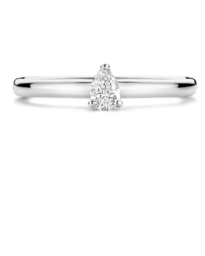 1.00Ct solitaire ring in wit goud met peervormige diamant