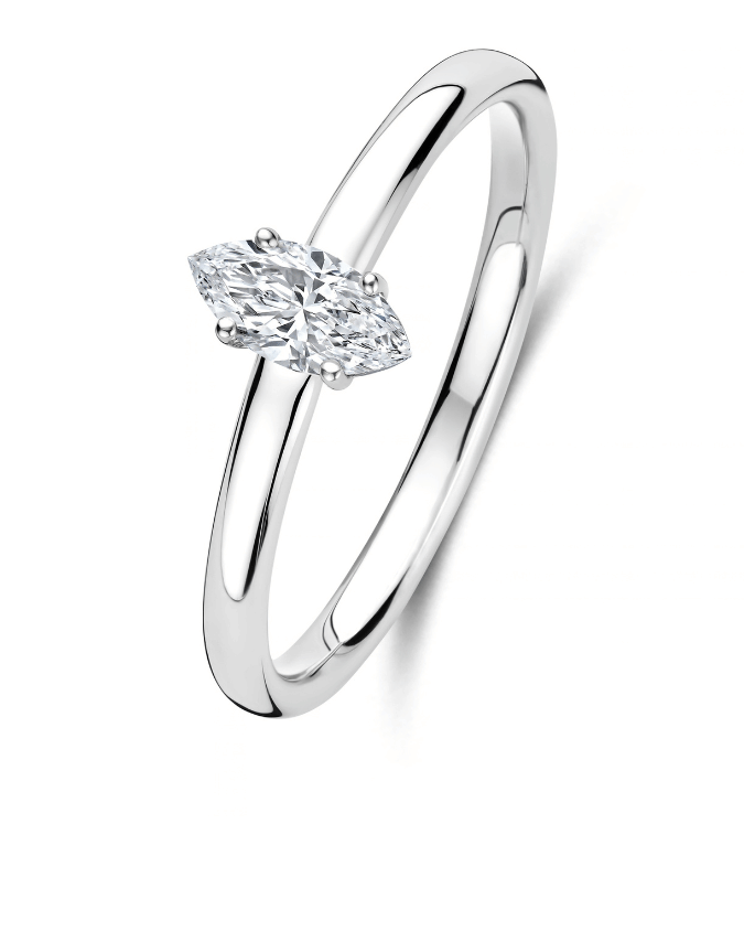 1.00Ct solitaire ring in wit goud met marquise diamant