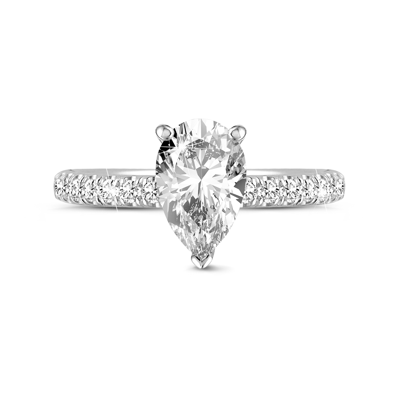 1.00Ct solitaire ring in wit goud met peervormige diamant