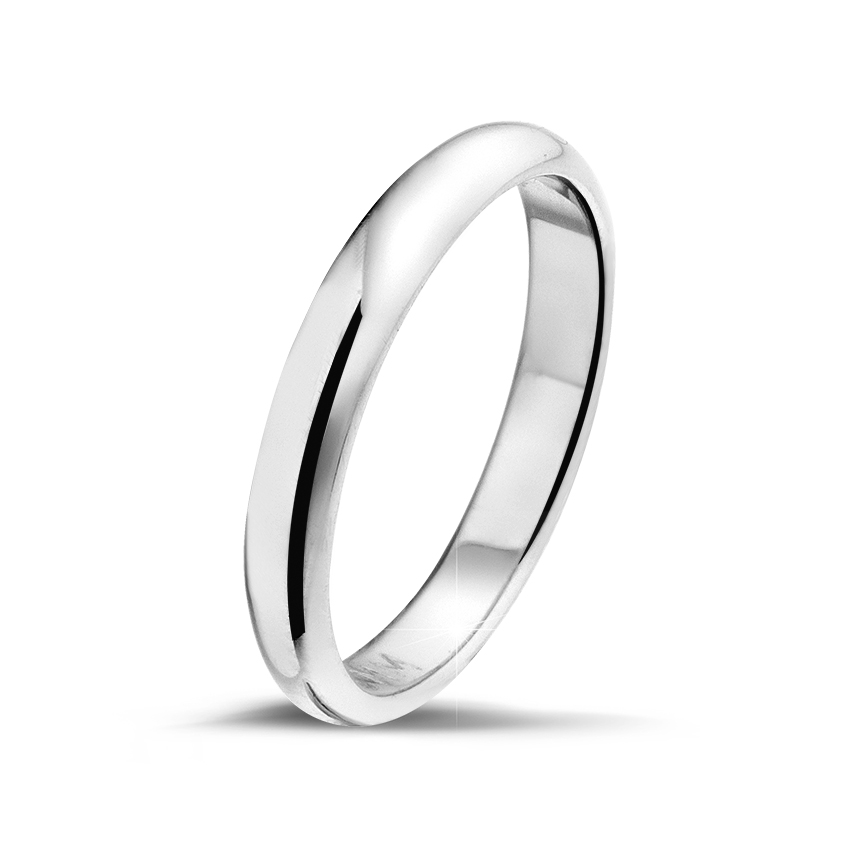 Trouwring met bol oppervlak van 4.00 mm in wit goud