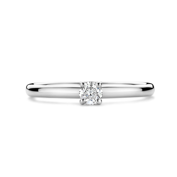 0.15 karaat solitaire ring met een rondgeslepen diamant in witgoud