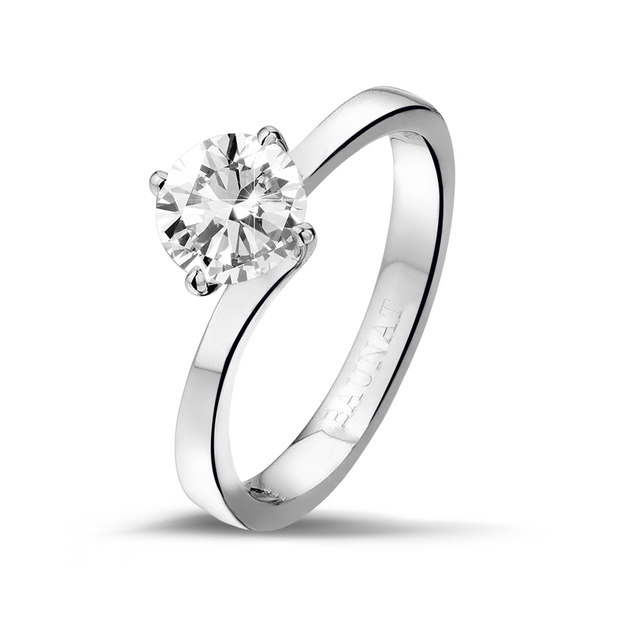 1.00 karaat diamanten solitaire ring in wit goud