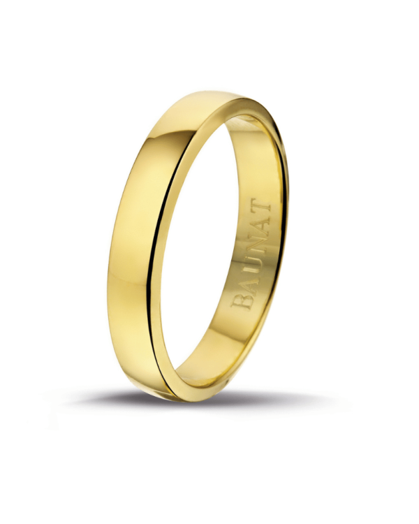 Licht gebolde trouwring van 4.00 mm in geel goud