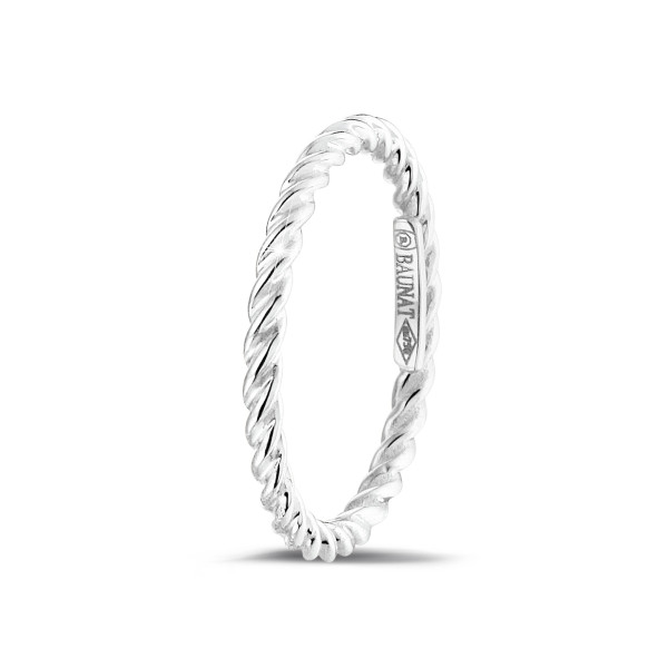 Gedraaide combinatie ring in wit goud