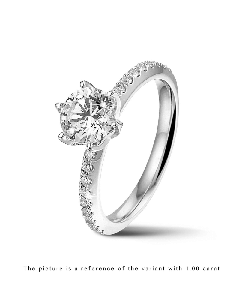1.00 karaat solitaire ring in wit goud met ronde diamant