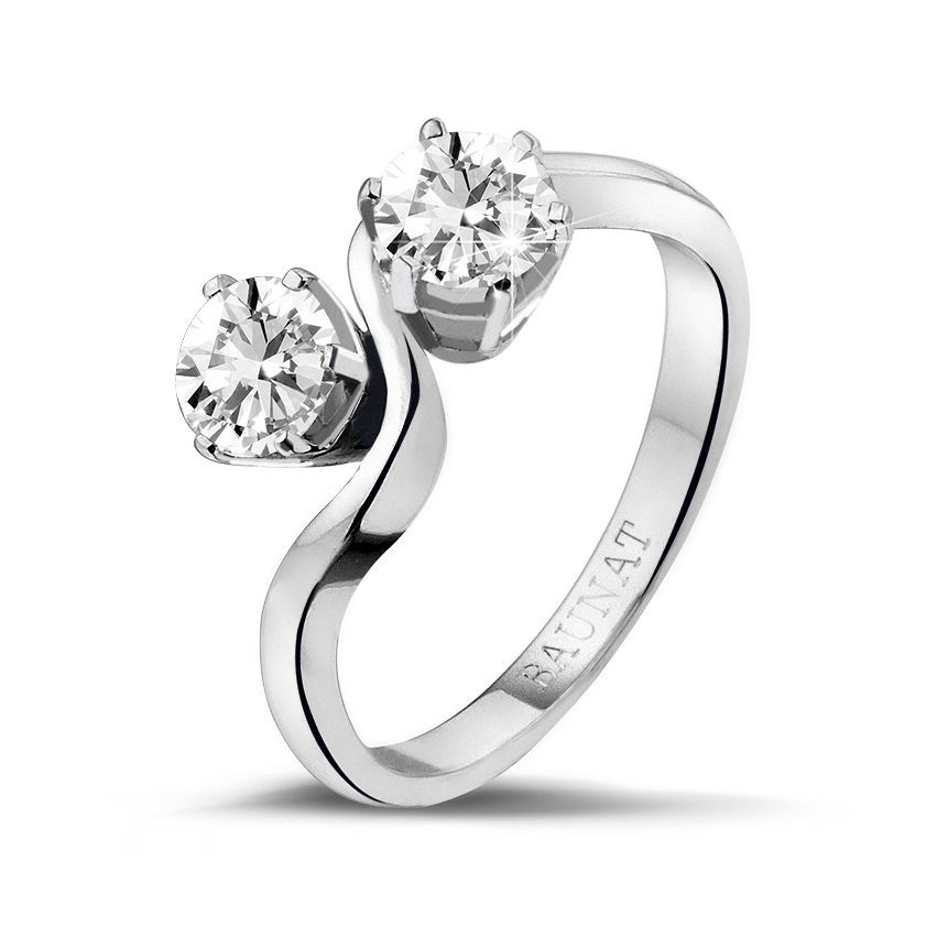 1.00 karaat diamanten Toi et Moi ring in wit goud