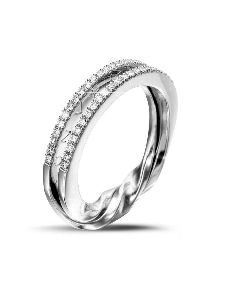 0.26 karaat diamanten dubbele design ring in wit goud