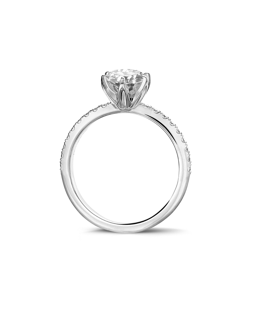 1.00 karaat solitaire ring in wit goud met zijdiamanten