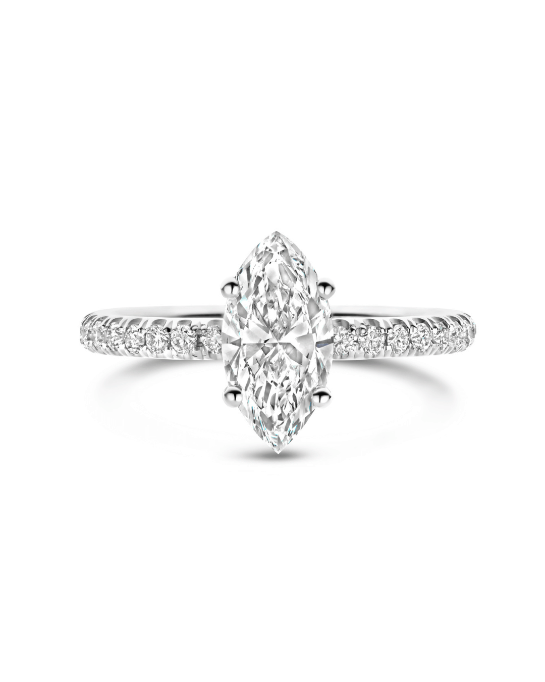 1.50Ct solitaire ring in wit goud met marquise diamant