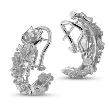 0.50 karaat diamanten design bloemenoorbellen in wit goud