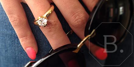 傳統  黃金鑽石求婚戒指