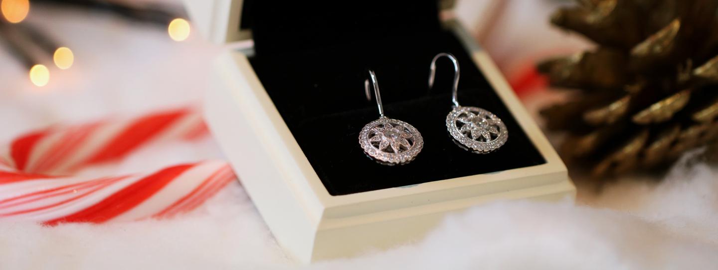 A pair of beautiful diamond earrings as a Christmas gift