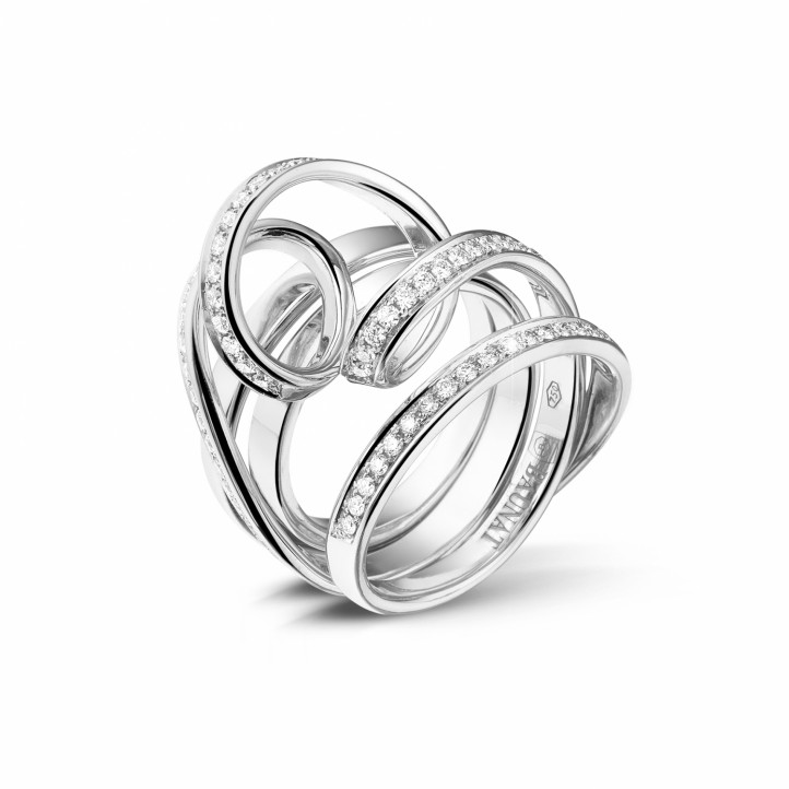 0.77 karaat diamanten design ring in platina