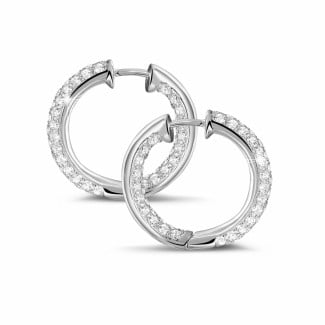 Huwelijksjuwelen - 2.15 karaat diamanten creolen (oorbellen) in wit goud