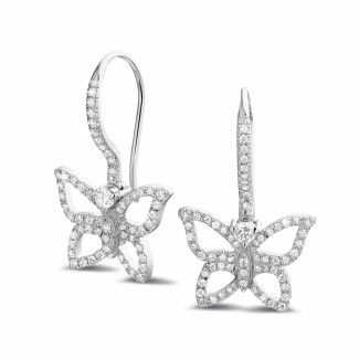 Oorbellen - 0.70 karaat diamanten design vlinder oorbellen in wit goud