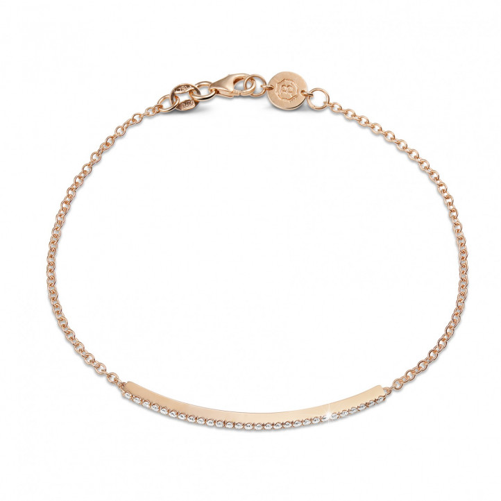 0.25 karaat fijne diamanten armband in rood goud