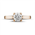 1.00 karaat diamanten solitaire ring in rood goud