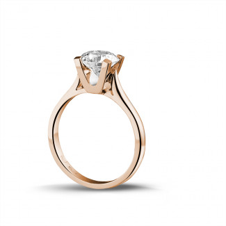 Gouden ring - 1.50 karaat diamanten solitaire ring in rood goud