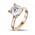 3.00 karaat diamanten solitaire ring in rood goud