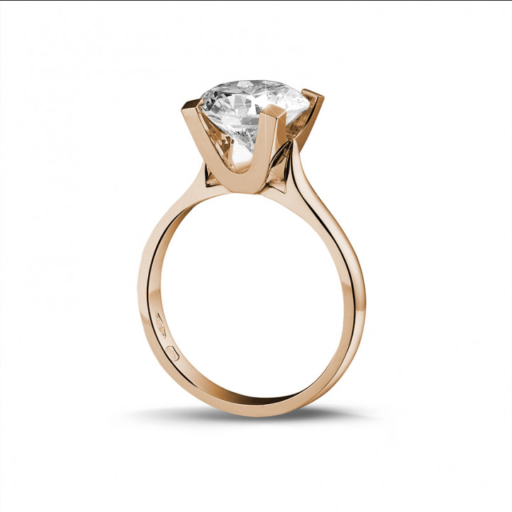 3.00 karaat diamanten solitaire ring in rood goud