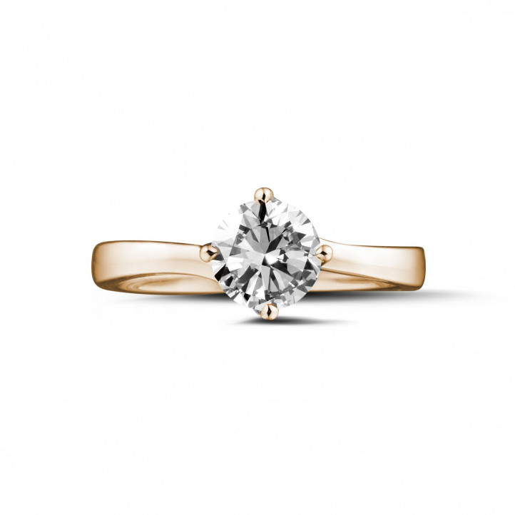 0.90 karaat diamanten solitaire ring in rood goud