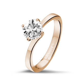 Ringen - 1.00 karaat diamanten solitaire ring in rood goud