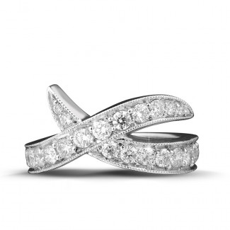 Ring met briljant - 1.40 karaat diamanten design ring in platina