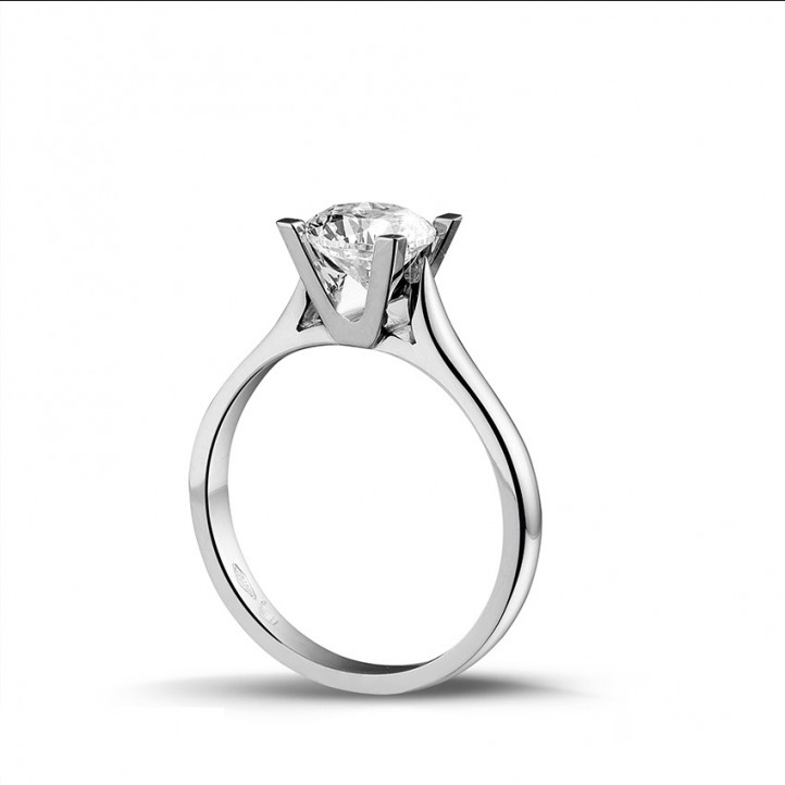 1.25 karaat diamanten solitaire ring in platina